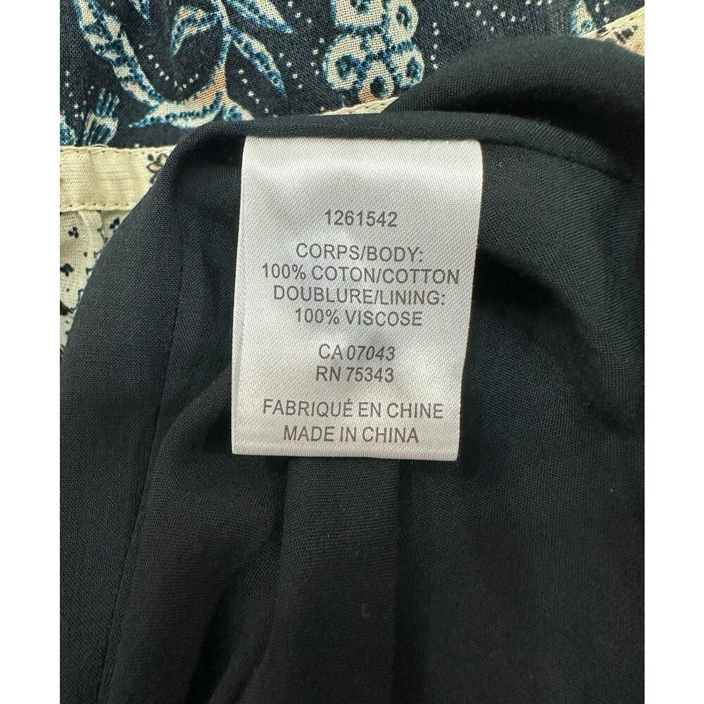 NWT Christian Lacroix Dark Blue Floral Cream Trim Midi Dress Size L - Picture 9 of 12